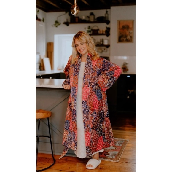 Kilo Brava Other - Kilo Brava Pink Blue Patchwork Quilted Midi Robe M